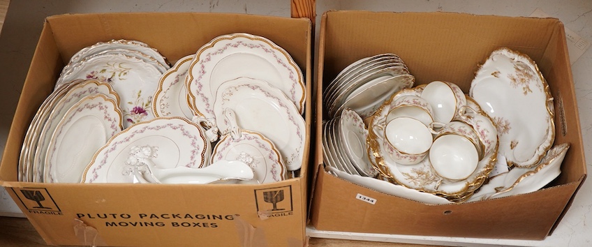 Mixed dinnerwares, to include Limoges dessert set and Johnson Brothers part dinner service (2 boxes)